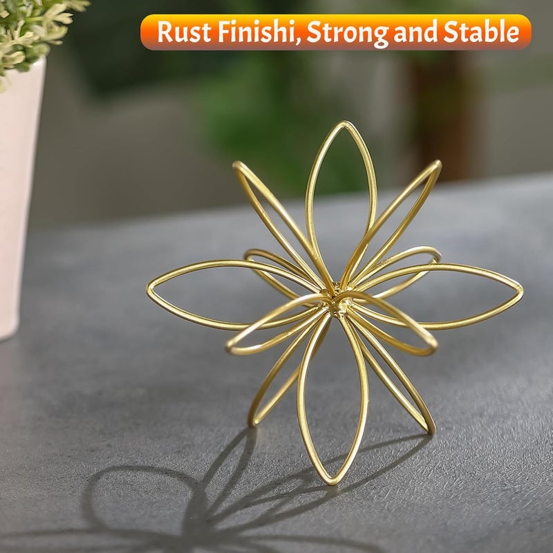 Mocome 4.25" Gold Sphere Decor, Metal Handmade Floral Decorative Sculpture, Abstract Tabletop Decorative Ball for Home Metal Sphere Decor - Image 4